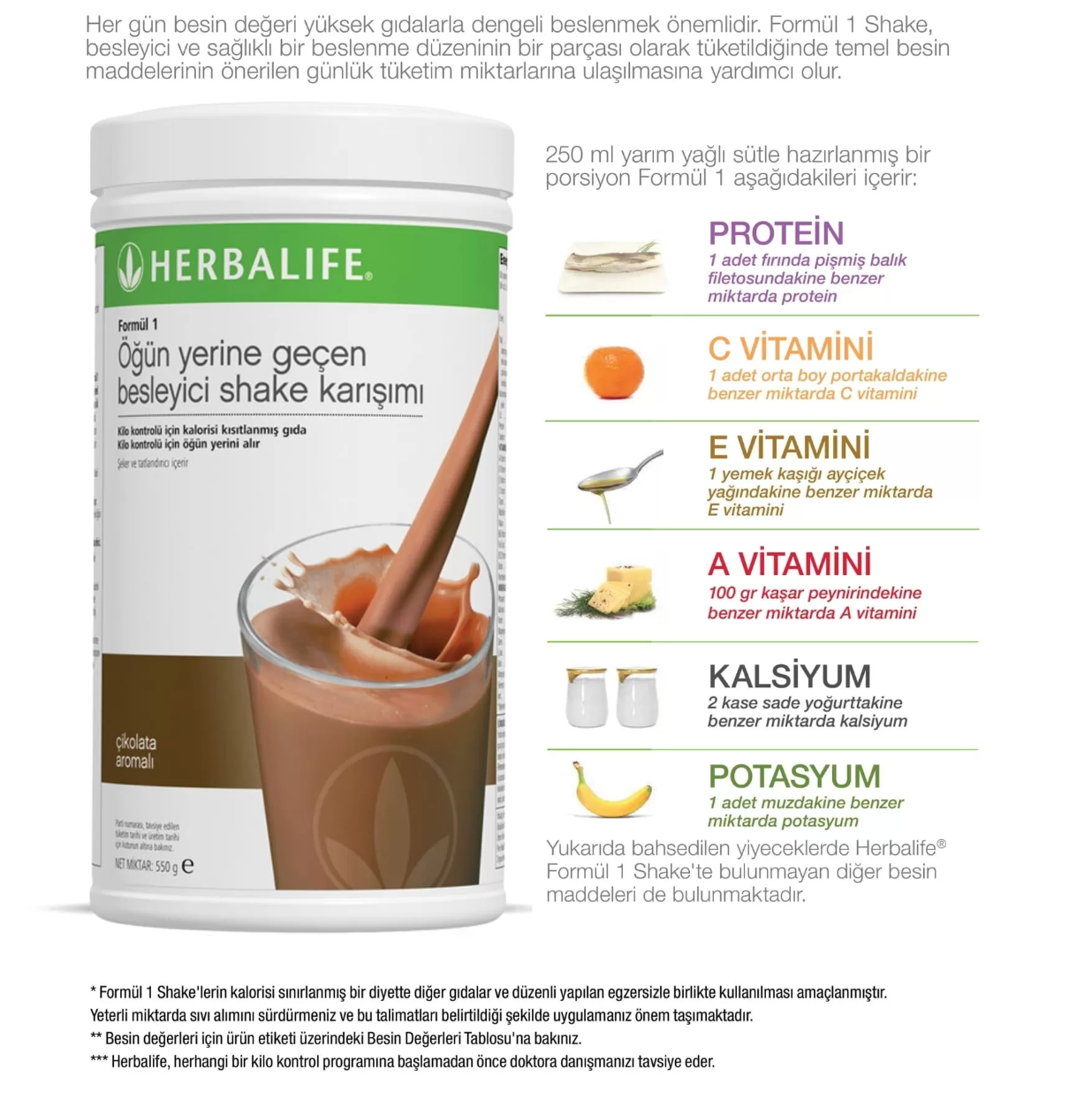 Herbalife Çikolatalı Shake Öğün Yerine Geçen Shake 550 Gr