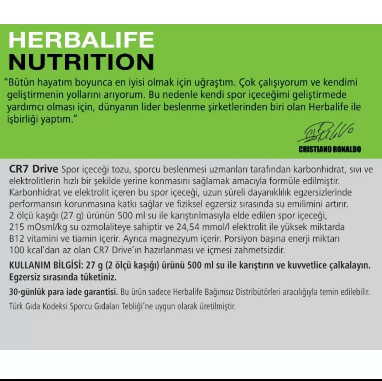 Herbalife CR7 Drive Açai Aromalı 540 g