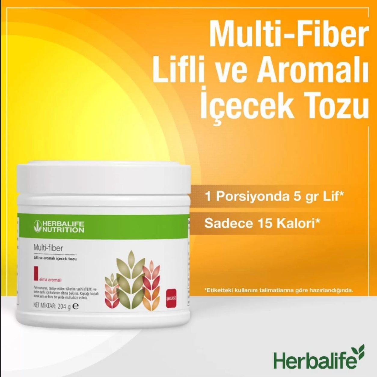 Herbalife Multi-Fiber Elma Aromalı İçecek Tozu 204 g